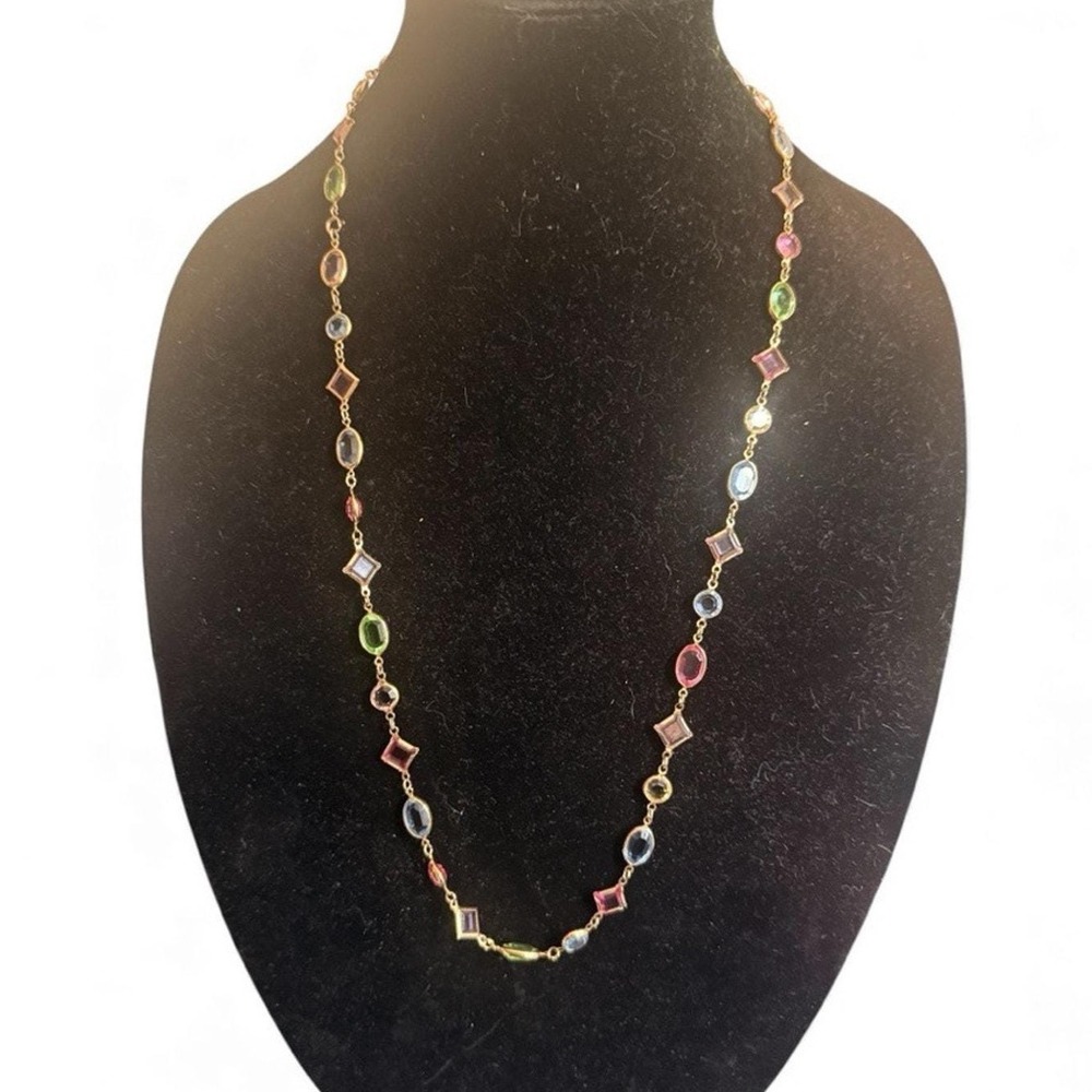 1/20 14k Gold Filled Multicolor Gemstone Necklace 14" Drop